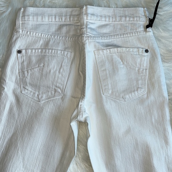 🆕 James Jeans Mid Rise Ciggy Jean Distressed Knee Frayed Hem White Size 25 - Picture 6 of 14